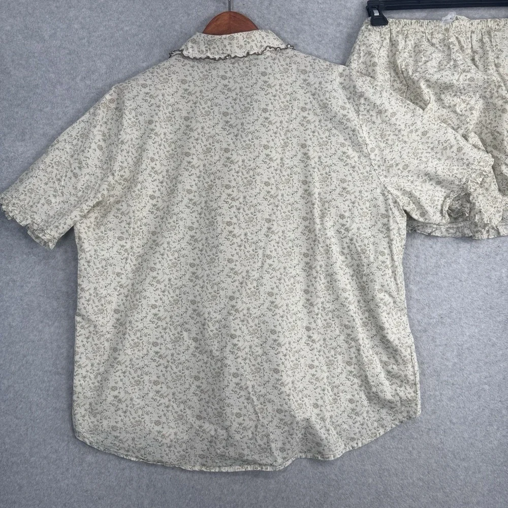 ULlala Floral Cotton VTG Set Delia ShortS Sleep Set Womens L Pajamas 2‎ Piece